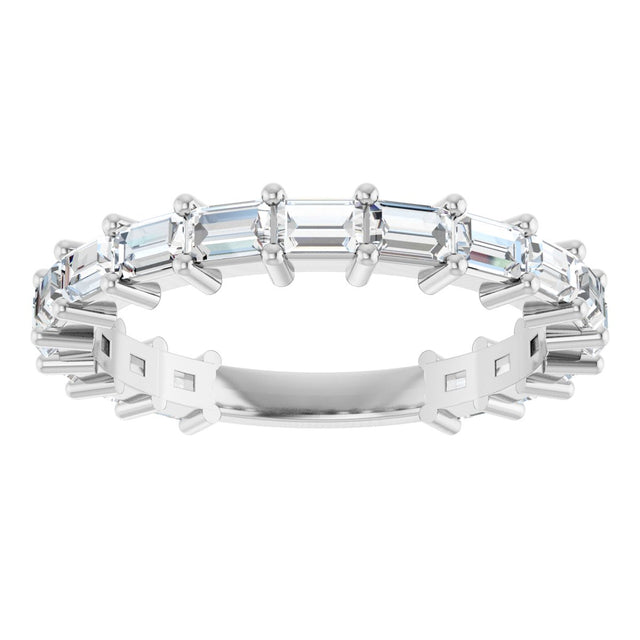14K Gold Straight Baguette Lab-Grown Diamond Shared-Prong Anniversary Band – 3x2 mm Stones - White Gold - view 3