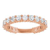 14K Gold Round Lab-Grown Diamond Shared-Prong Anniversary Band – 2.8 mm Stones (1 1/3 CTW) - Rose Gold - view 3