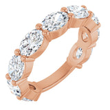14K Gold Oval Natural Diamond Shared-Prong Anniversary Band – 2 1/2–3 1/3 CTW - Rose Gold