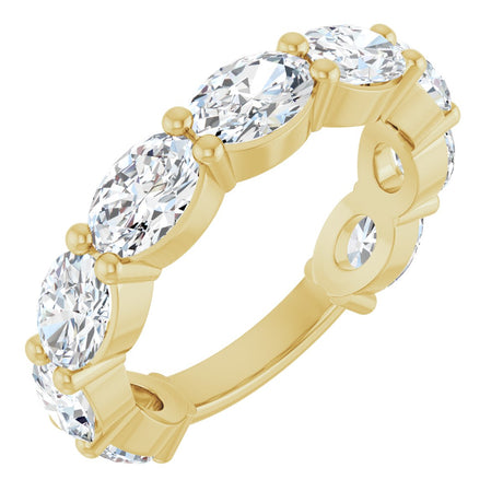14K Gold Oval Lab-Grown Diamond Shared-Prong Anniversary Band – 6x4 mm Stones (3 1/3 CTW) - Yellow Gold