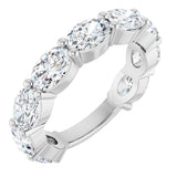 14K Gold Oval Lab-Grown Diamond Shared-Prong Anniversary Band – 6x4 mm Stones (3 1/3 CTW) - White Gold