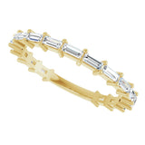 14K Gold Straight Baguette Lab-Grown Diamond Shared-Prong Anniversary Band – 3x1.3 mm Stones - Yellow Gold - view 5