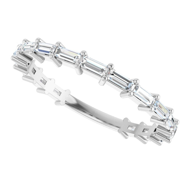 Platinum Straight Baguette Lab-Grown Diamond Shared-Prong Anniversary Band – 3x1.3 mm Stones - view 5