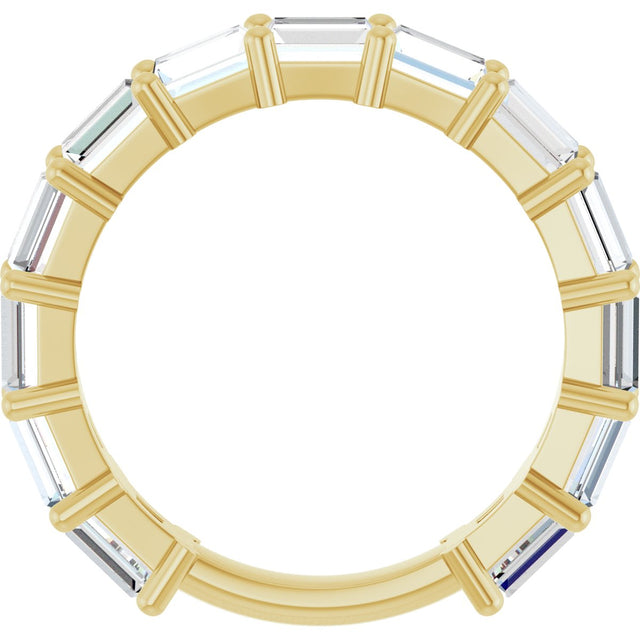 14K Gold Straight Baguette Lab-Grown Diamond Shared-Prong Anniversary Band – 4x3 mm Stones - Yellow Gold - view 2