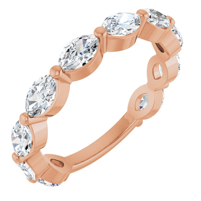 14K Gold Marquise Lab-Grown Diamond Shared-Prong Anniversary Band – 5x3 mm Stones - Rose Gold