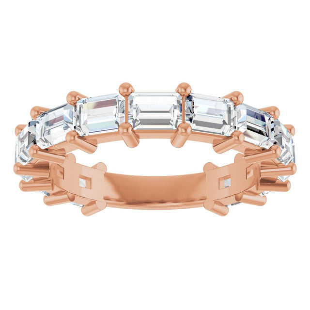 14K Gold Straight Baguette Lab-Grown Diamond Shared-Prong Anniversary Band – 4x3 mm Stones - Rose Gold - view 3