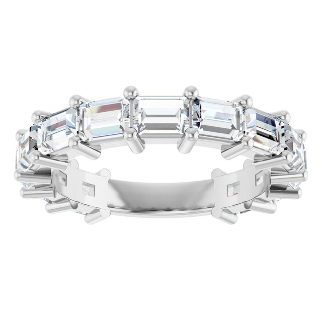 14K Gold Straight Baguette Lab-Grown Diamond Shared-Prong Anniversary Band – 4x3 mm Stones - White Gold - view 3
