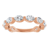 14K Gold Marquise Lab-Grown Diamond Shared-Prong Anniversary Band – 5x3 mm Stones - Rose Gold - view 3