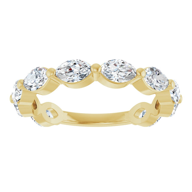 14K Gold Marquise Lab-Grown Diamond Shared-Prong Anniversary Band – 5x3 mm Stones - Yellow Gold - view 3