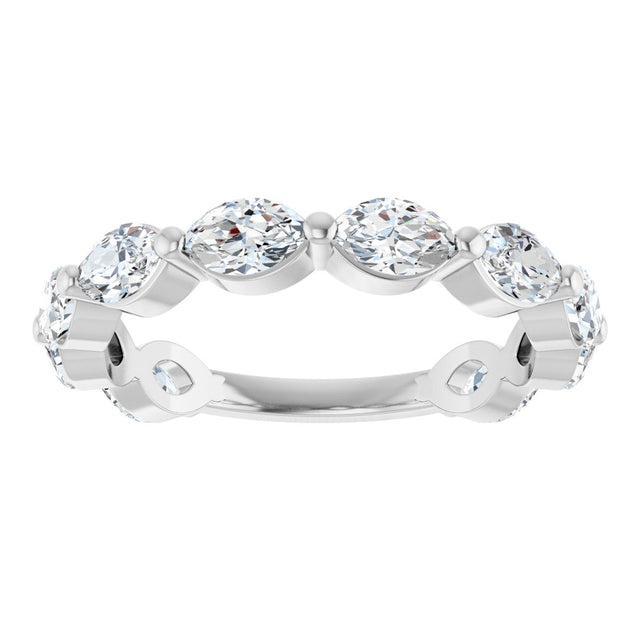 14K Gold Marquise Lab-Grown Diamond Shared-Prong Anniversary Band – 5x3 mm Stones - White Gold - view 3