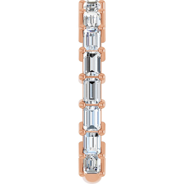 14K Gold Straight Baguette Lab-Grown Diamond Shared-Prong Anniversary Band – 3x2 mm Stones - Rose Gold - view 4
