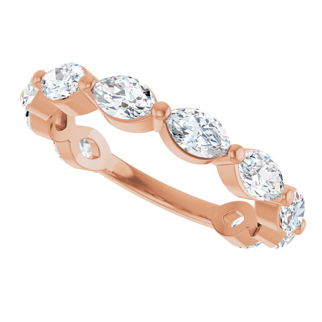 14K Gold Marquise Lab-Grown Diamond Shared-Prong Anniversary Band – 5x3 mm Stones - Rose Gold - view 5