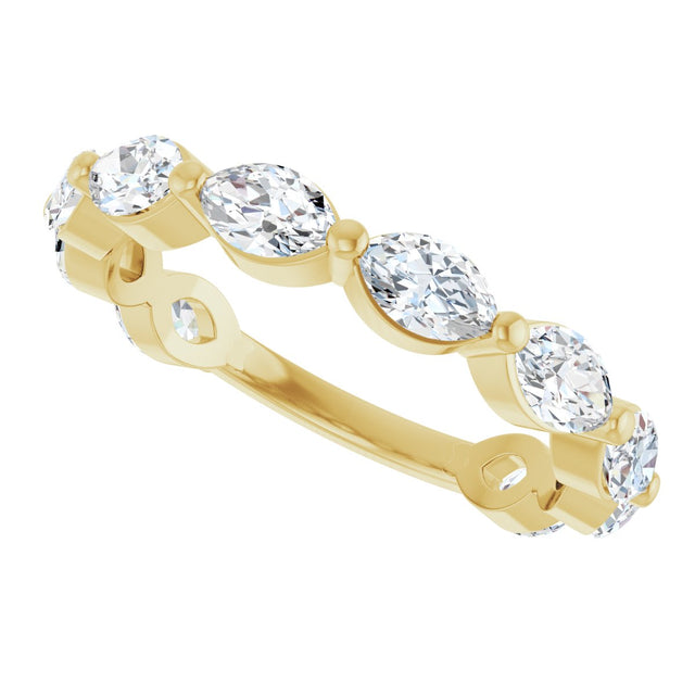 14K Gold Marquise Lab-Grown Diamond Shared-Prong Anniversary Band – 5x3 mm Stones - Yellow Gold - view 5