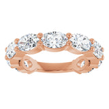 14K Gold Oval Lab-Grown Diamond Shared-Prong Anniversary Band – 6x4 mm Stones (3 1/3 CTW) - Rose Gold - view 3