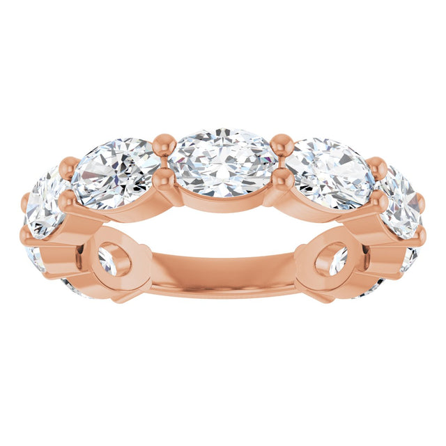 14K Gold Oval Lab-Grown Diamond Shared-Prong Anniversary Band – 6x4 mm Stones (3 1/3 CTW) - Rose Gold - view 3