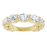 14K Gold Oval Lab-Grown Diamond Shared-Prong Anniversary Band – 6x4 mm Stones (3 1/3 CTW) - Yellow Gold - view 3