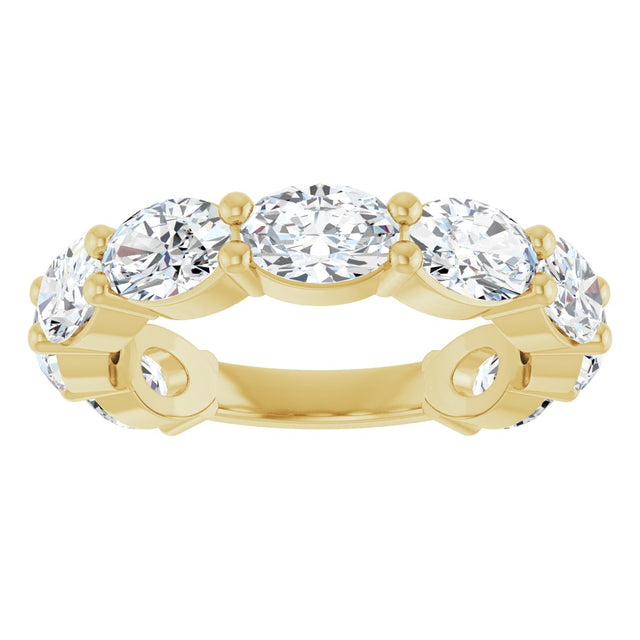 14K Gold Oval Lab-Grown Diamond Shared-Prong Anniversary Band – 6x4 mm Stones (3 1/3 CTW) - Yellow Gold - view 3