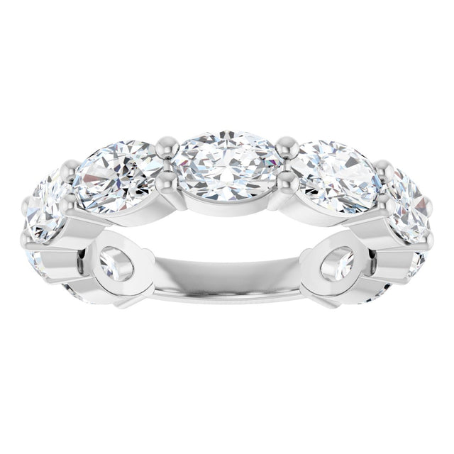 Platinum Oval Natural Diamond Shared-Prong Anniversary Band – 2 1/2–3 1/3 CTW - view 3