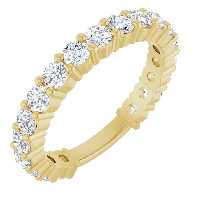 14K Gold Round Lab-Grown Diamond Shared-Prong Anniversary Band – 2.8 mm Stones (1 1/3 CTW) - Yellow Gold