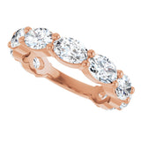 14K Gold Oval Lab-Grown Diamond Shared-Prong Anniversary Band – 6x4 mm Stones (3 1/3 CTW) - Rose Gold - view 5