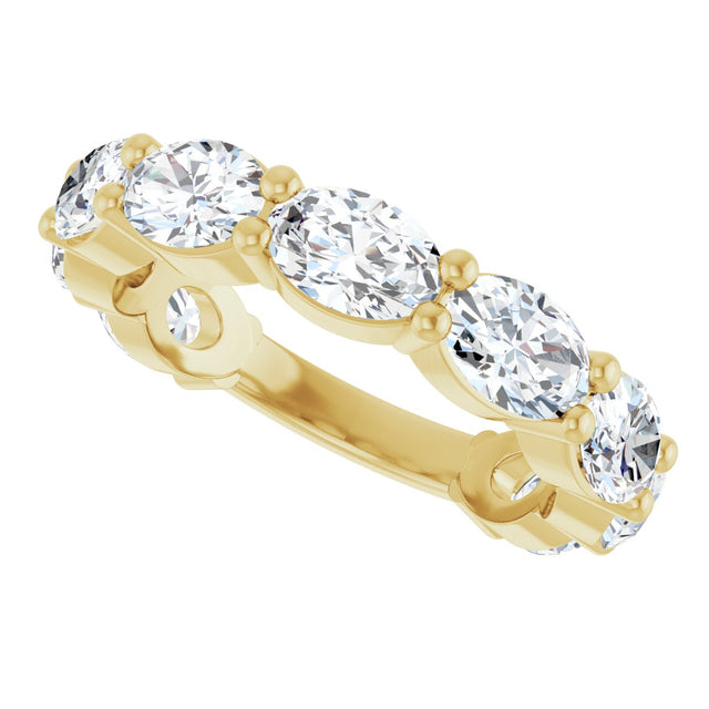 14K Gold Oval Lab-Grown Diamond Shared-Prong Anniversary Band – 6x4 mm Stones (3 1/3 CTW) - Yellow Gold - view 5