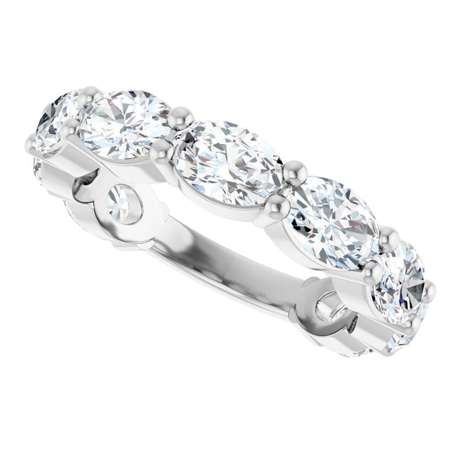 Platinum Oval Lab-Grown Diamond Shared-Prong Anniversary Band – 6x4 mm Stones (3 1/3 CTW) - view 5