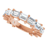 14K Gold Straight Baguette Lab-Grown Diamond Shared-Prong Anniversary Band – 4x3 mm Stones - Rose Gold - view 5