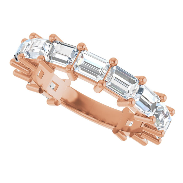14K Gold Straight Baguette Lab-Grown Diamond Shared-Prong Anniversary Band – 4x3 mm Stones - Rose Gold - view 5