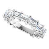 Platinum Straight Baguette Lab-Grown Diamond Shared-Prong Anniversary Band – 4x3 mm Stones - view 5