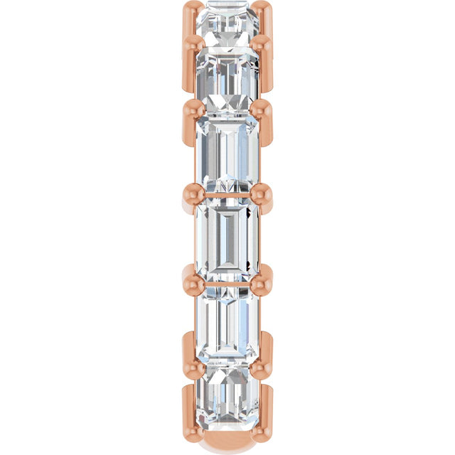 14K Gold Straight Baguette Lab-Grown Diamond Shared-Prong Anniversary Band – 4x3 mm Stones - Rose Gold - view 4