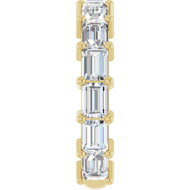 14K Gold Straight Baguette Lab-Grown Diamond Shared-Prong Anniversary Band – 4x3 mm Stones - Yellow Gold - view 4