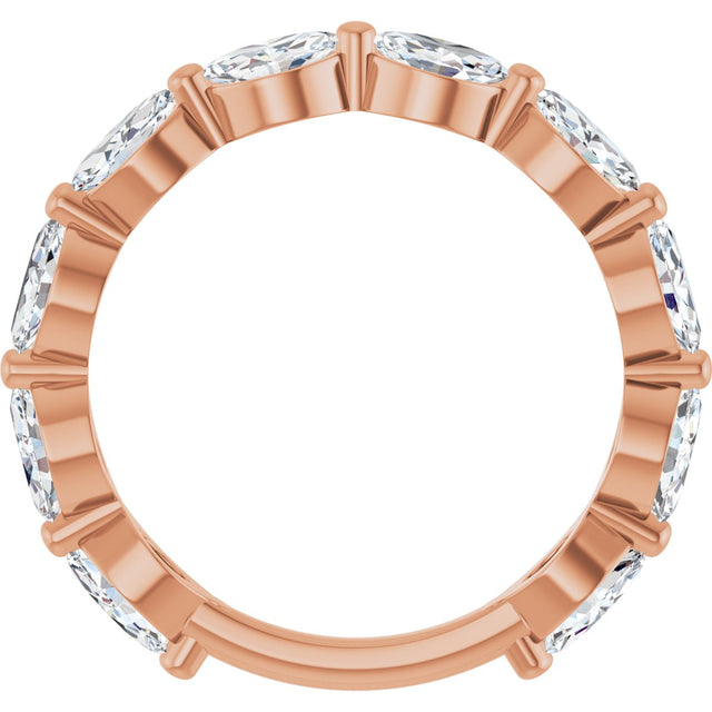 14K Gold Marquise Lab-Grown Diamond Shared-Prong Anniversary Band – 5x3 mm Stones - Rose Gold - view 2