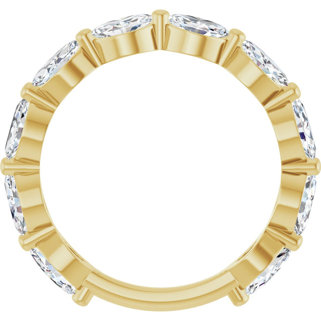 14K Gold Marquise Lab-Grown Diamond Shared-Prong Anniversary Band – 5x3 mm Stones - Yellow Gold - view 2