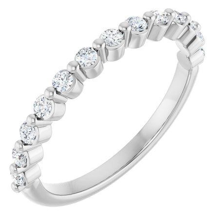 10K Gold Round Natural Diamond Shared-Prong Anniversary Band – 1/5–5/8 CTW - White Gold