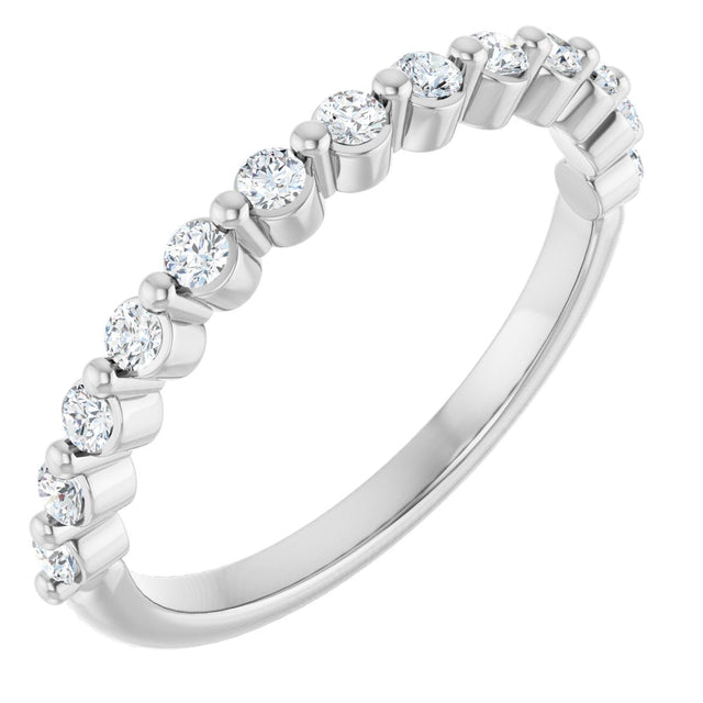 10K Gold Round Lab-Grown Diamond Shared-Prong Anniversary Band – 1/5–5/8 CTW - White Gold