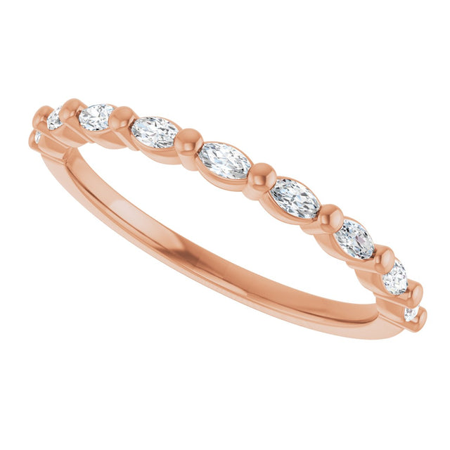 14K Gold Marquise Lab-Grown Diamond Shared-Prong Anniversary Band – 1/4–1/2 CTW - Rose Gold - view 5