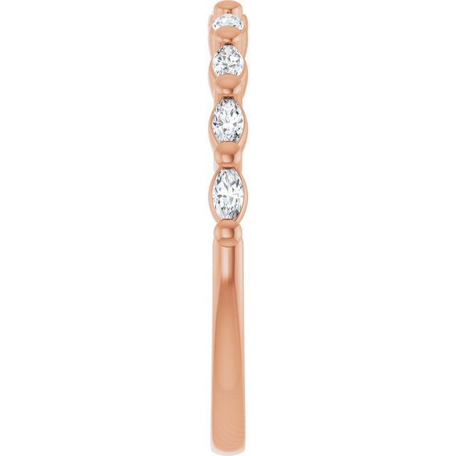 14K Gold Marquise Lab-Grown Diamond Shared-Prong Anniversary Band – 1/4–1/2 CTW - Rose Gold - view 4