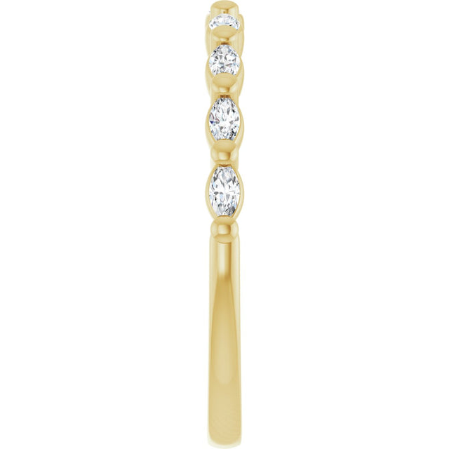 14K Gold Marquise Lab-Grown Diamond Shared-Prong Anniversary Band – 1/4–1/2 CTW - Yellow Gold - view 4