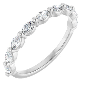 Platinum Marquise Lab-Grown Diamond Shared-Prong Anniversary Band – 1/4–1/2 CTW