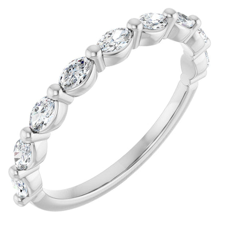 Platinum Marquise Lab-Grown Diamond Shared-Prong Anniversary Band – 1/4–1/2 CTW