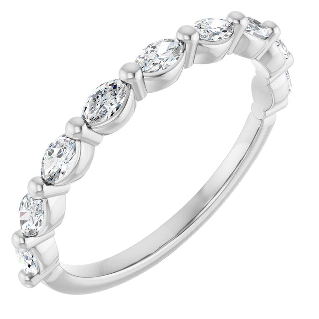 Platinum Marquise Natural Diamond Shared-Prong Anniversary Band – 1/5–1/2 CTW