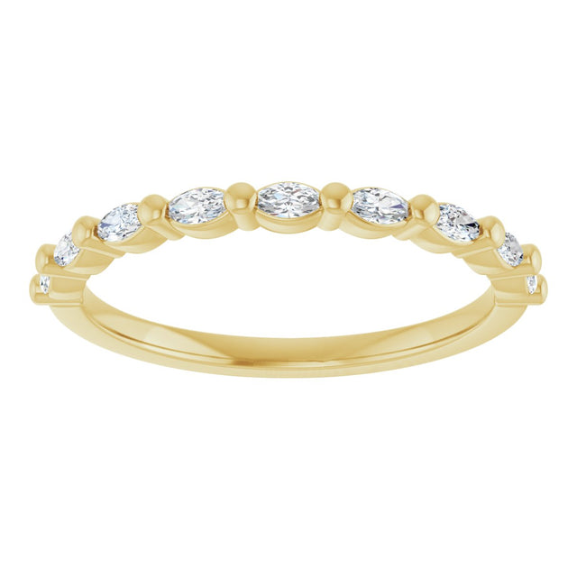 14K Gold Marquise Lab-Grown Diamond Shared-Prong Anniversary Band – 1/4–1/2 CTW - Yellow Gold - view 3