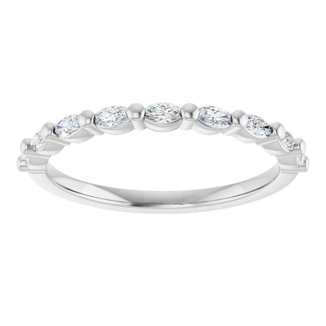 Platinum Marquise Natural Diamond Shared-Prong Anniversary Band – 1/5–1/2 CTW - view 3