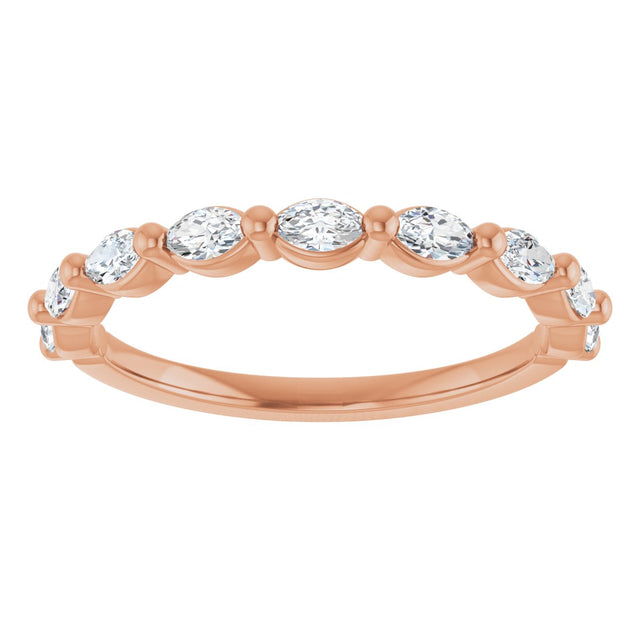 14K Gold Marquise Lab-Grown Diamond Shared-Prong Anniversary Band – 1/4–1/2 CTW - Rose Gold - view 3
