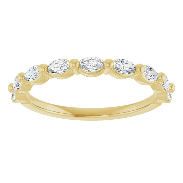 14K Gold Marquise Lab-Grown Diamond Shared-Prong Anniversary Band – 1/4–1/2 CTW - Yellow Gold - view 3