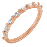 14K Gold Marquise Natural Diamond Shared-Prong Anniversary Band – 1/5–1/2 CTW - Rose Gold