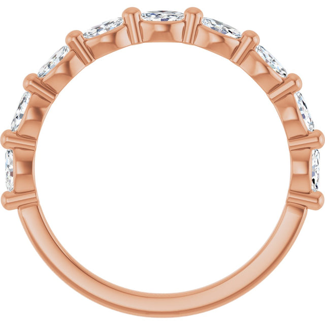 14K Gold Marquise Lab-Grown Diamond Shared-Prong Anniversary Band – 1/4–1/2 CTW - Rose Gold - view 2