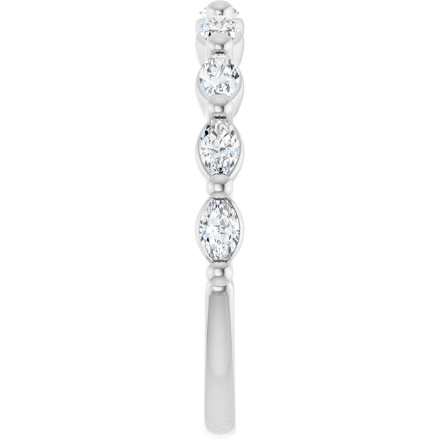14K Gold Marquise Lab-Grown Diamond Shared-Prong Anniversary Band – 1/4–1/2 CTW - White Gold - view 4