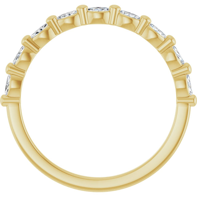 14K Gold Marquise Lab-Grown Diamond Shared-Prong Anniversary Band – 1/4–1/2 CTW - Yellow Gold - view 2