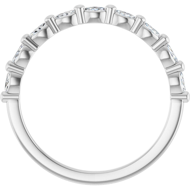 Platinum Marquise Natural Diamond Shared-Prong Anniversary Band – 1/5–1/2 CTW - view 2